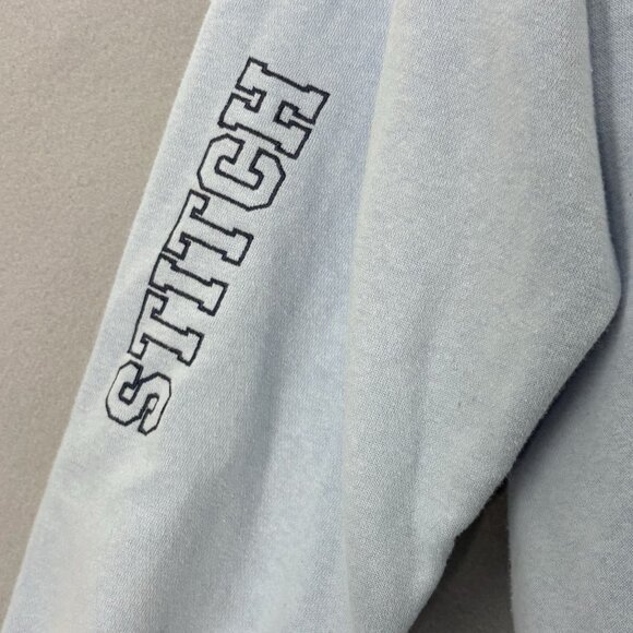 STITCH Disney Ohana Lilo & Stitch Light BLUE Hoodie Zip‎ Jacket SZ Medium Casual - Picture 5 of 13